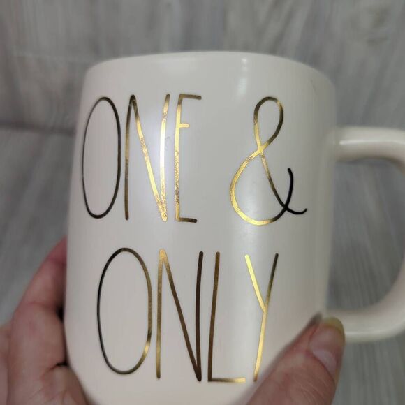 Rae Dunn Gold Leaf One and Only Artisan Collection Cream and Pink Mug Coffee Tea - Picture 5 of 7